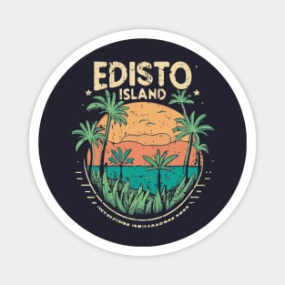 Edisto Island South Carolina Retro Palmetto Sunset Magnet